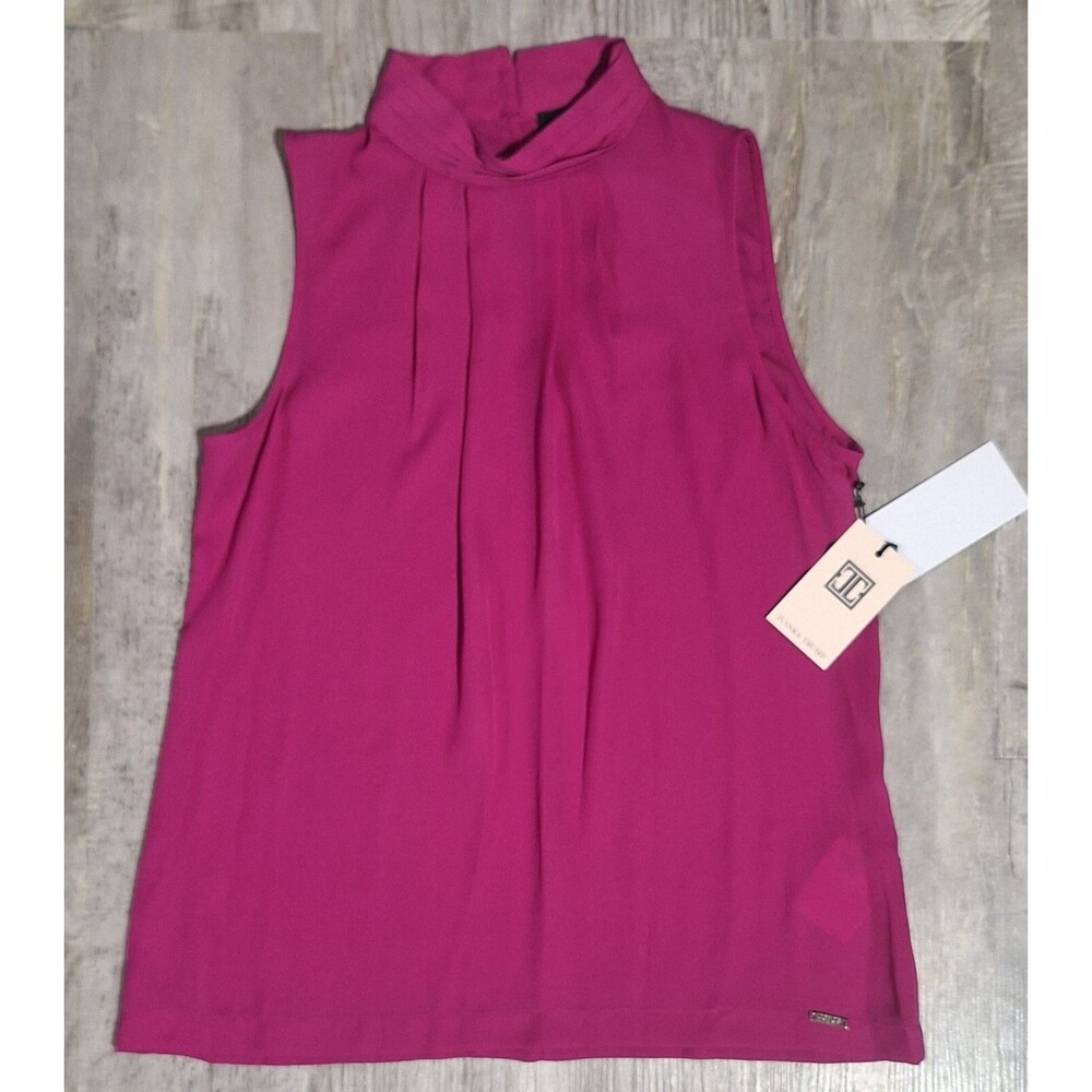 Ivanka Trump Blouse Women's Small Magenta Pleated Halter Top Sleeveless NWT